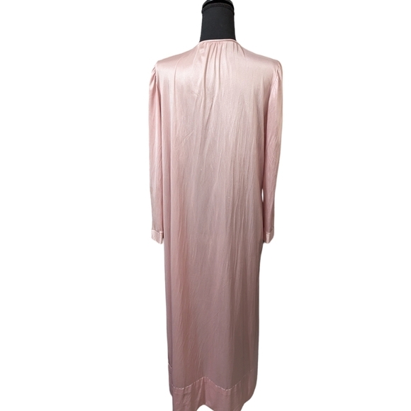 DVF Pink Satin Vintage Maxi Duster Robe Long Sleeve Elegant Lounge Wear - Picture 2 of 10